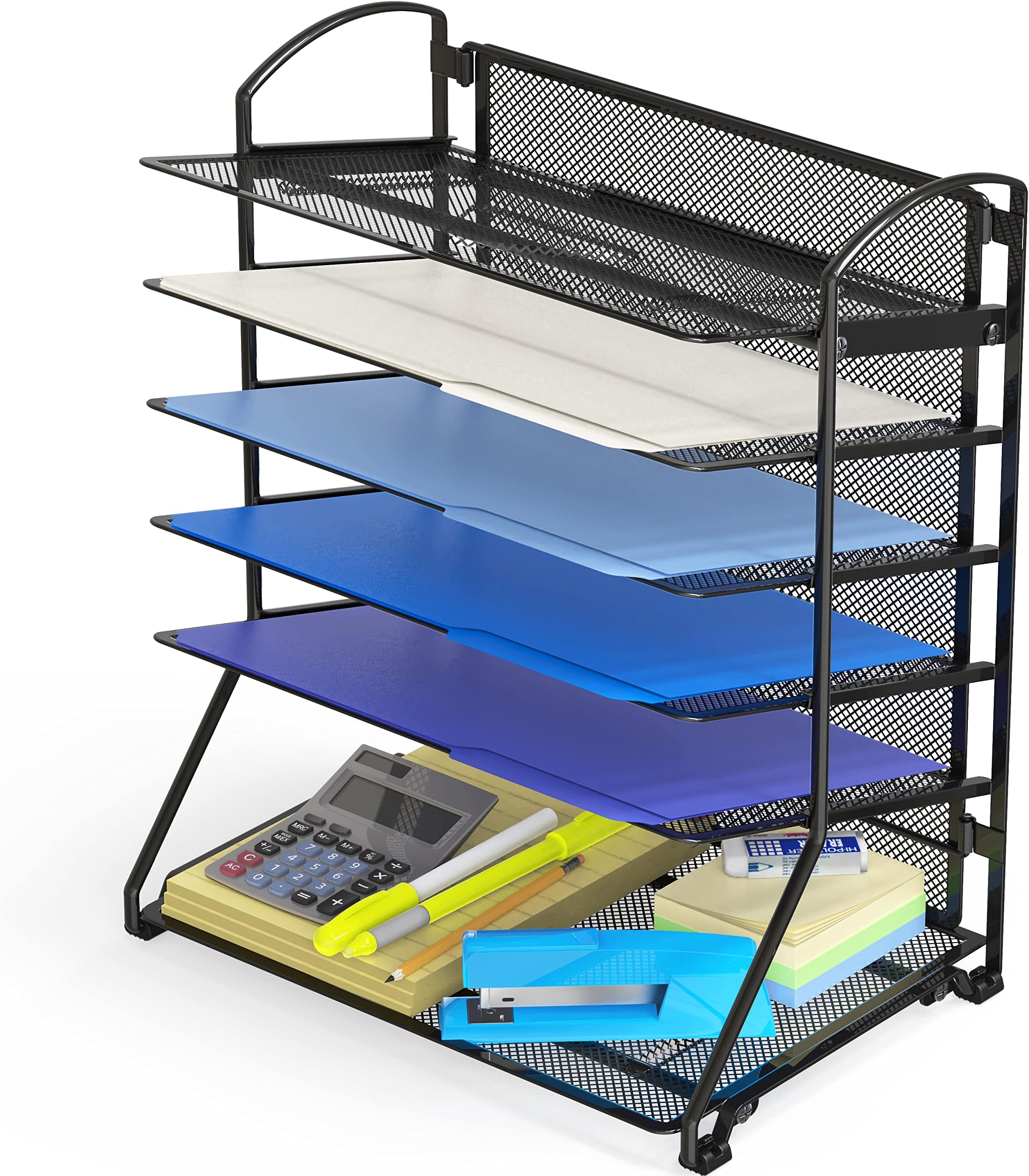 Simple Houseware 6 Trays Desktop Document Letter Tray Organizer, Black