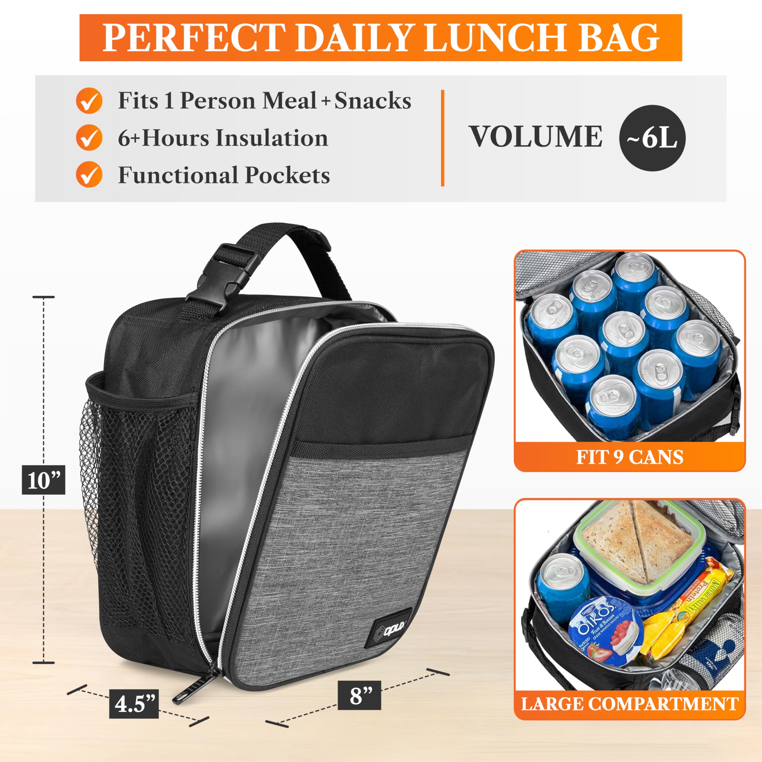 OPUX Boîte à déjeuner isotherme de qualité supérieure, sac à déjeuner souple pour enfants, garçons et filles, petit seau à déjeuner étanche pour homme et femme, réutilisable, compact pour bureau