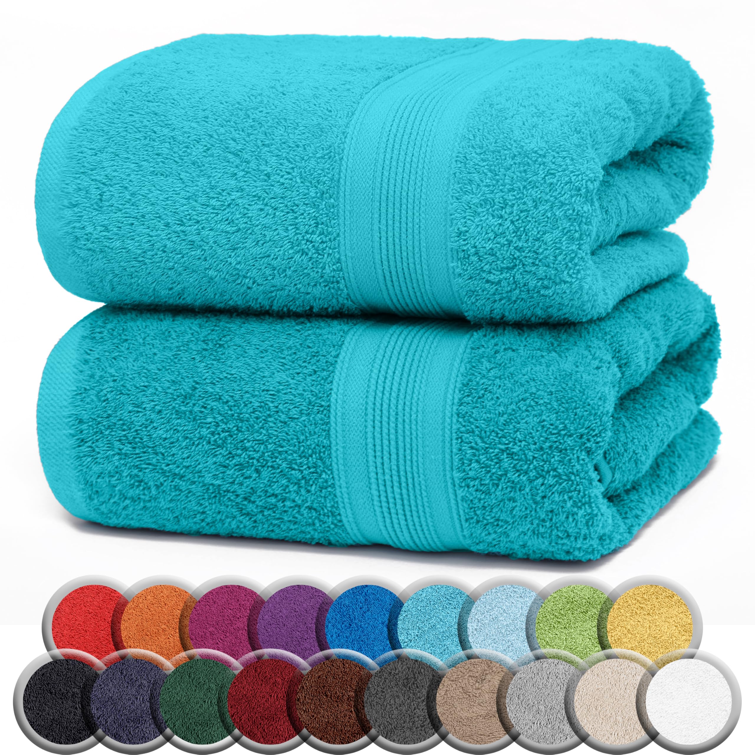 Serviettes de sauna 100% coton de qualité supérieure 80x200 cm turquoise lot de 2