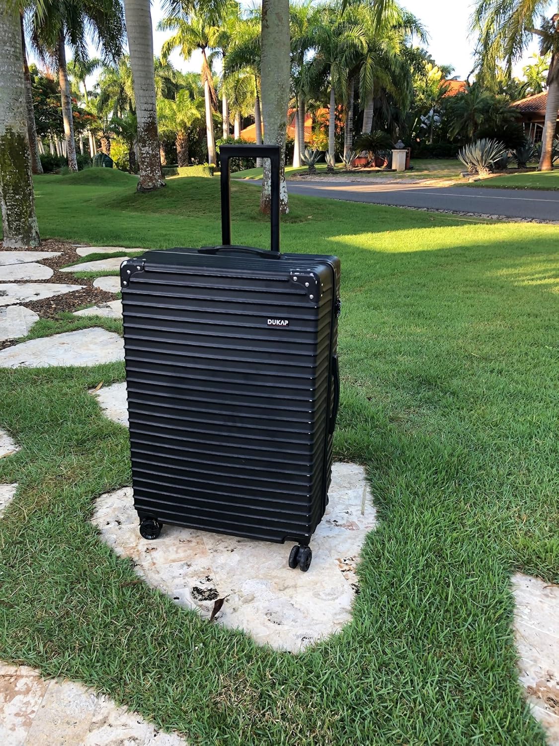 DUKAP TOUR Luggage With Ergonomic GEL Handle| Spacious Traveling Suitcase, Travel Suitcase with TSA Combination Lock | 24 Inch Medium Lightweight Spinner Luggage | Black