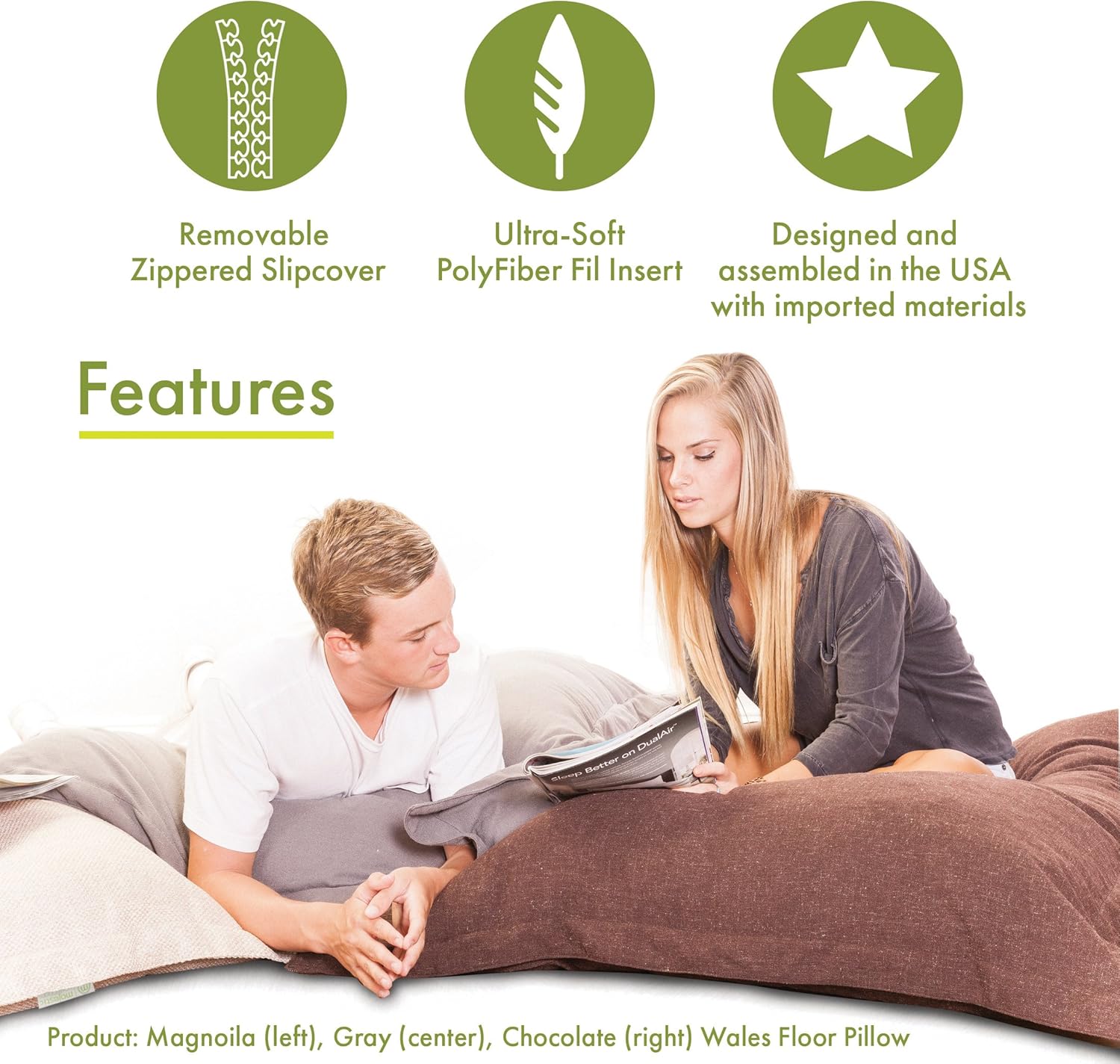 Get Special Price Majestic Home Goods Wales Floor Pillow, Navy