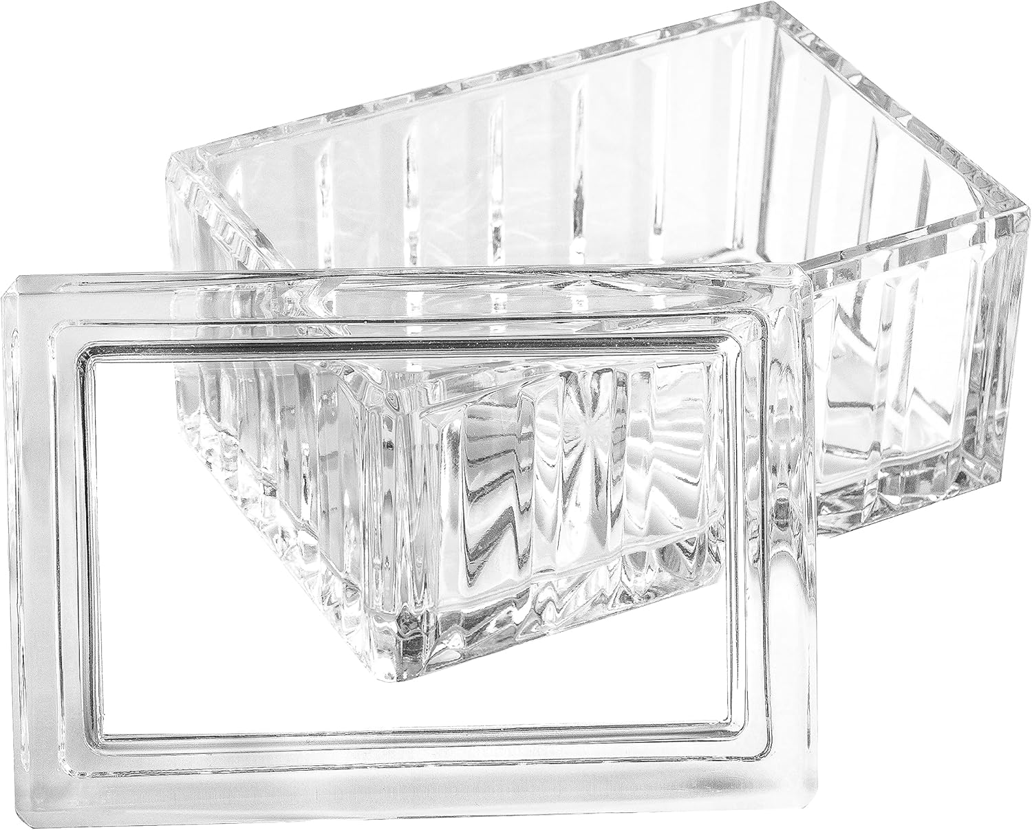 Barski Crystal Box- for Jewelry - Candy - Nuts - Trinkets - Glass Box - Vertical Lines Design - 5" Long - Made in Europe