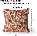AELS Boho Decorative Textured Throw Pillow Covers 18x18, Organic Modern Mid Century Rainbow Tufted Pillow Case, Farmhouse Rustic Geometric Woven Cushion Case for Bed Couch Sofa, Burnt Orange