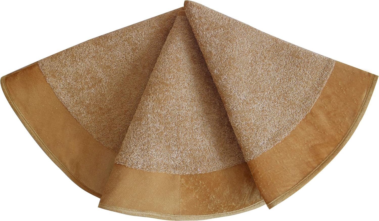 Gold Boucle Peluche Velvet Center, Velvet Border Christmas Tree Skirt,Xmas Christmas Holiday Party Decoration-50inch
