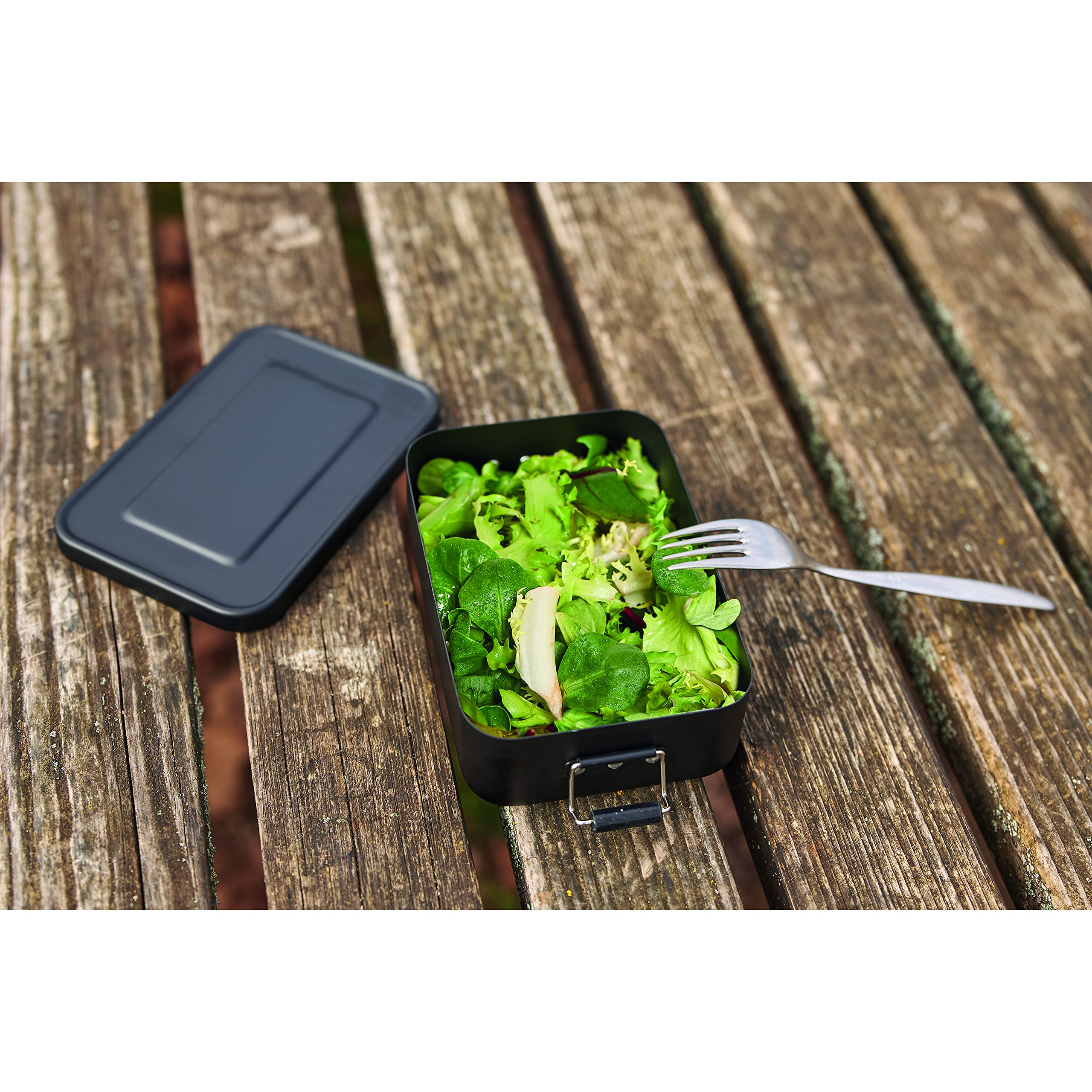 Portapranzo Personalizzato In Alluminio Nero Opaco, Contenitore Ermetico Con Divisorio, Idea Regalo Per Scuola O Ufficio