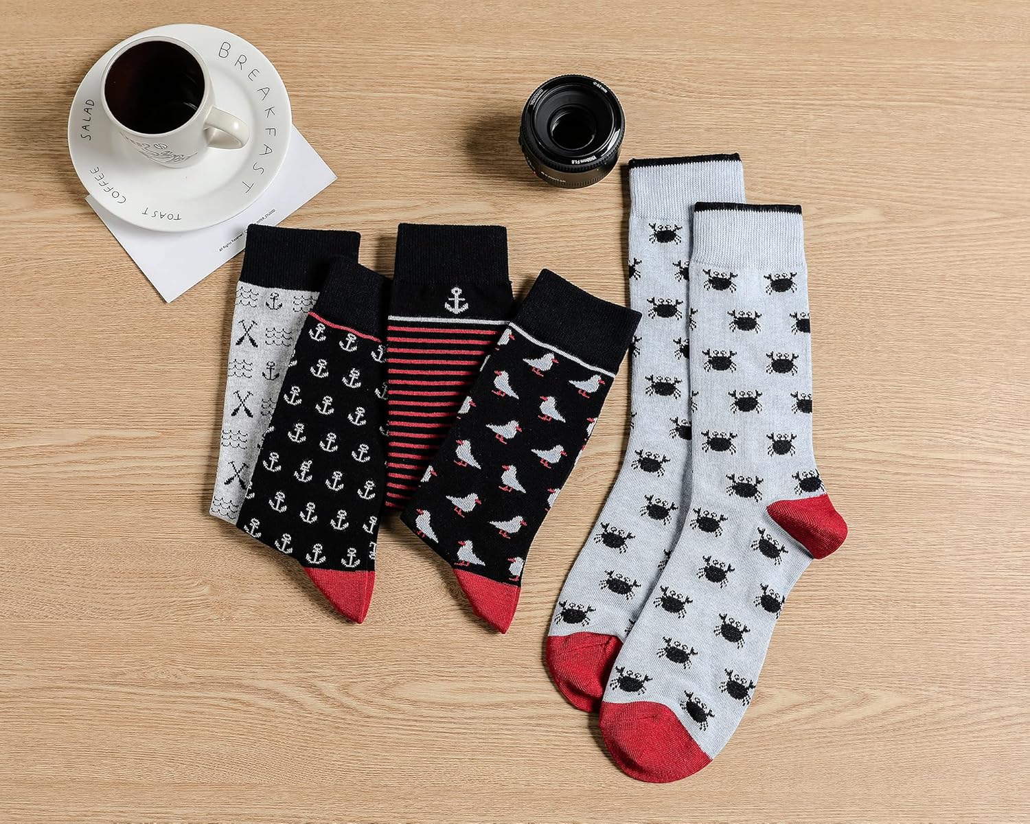 GLENMEARL Mens Dress Socks, 5 Pair Combed Cotton Colorful Patterned Funny Crew Socks for Men Comfort - Image 3