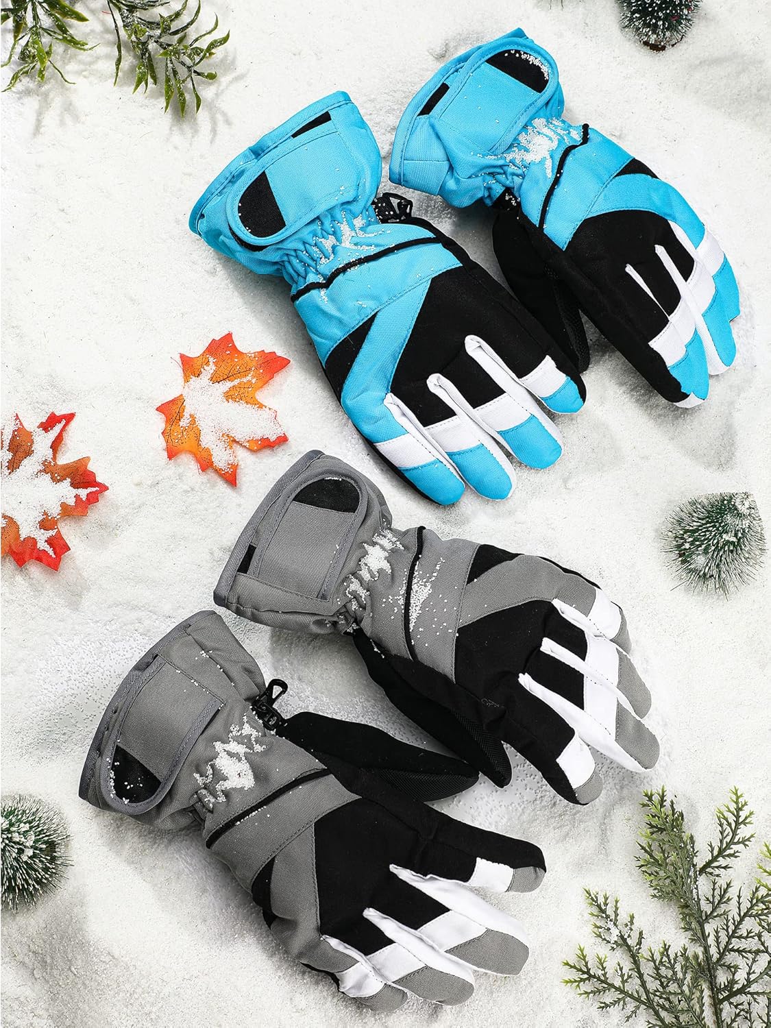 Janmercy 2 Pairs Kids Winter Gloves Waterproof Ski Gloves Snow Thermal Thick Warm Mittens for Cold Weather Children Boys Girls - Image 7