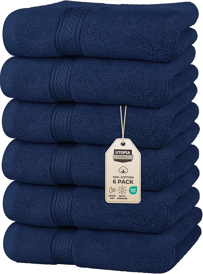 Utopia Towels 6 Pack Premium Hand Towels Set, 16 by 28 inches, 100% Ring Spun Cotton, Ultra Soft and Highly Absorbent 600GSM Towels for Bathroom, Gym, Shower, Hotel, and Spa, Plum