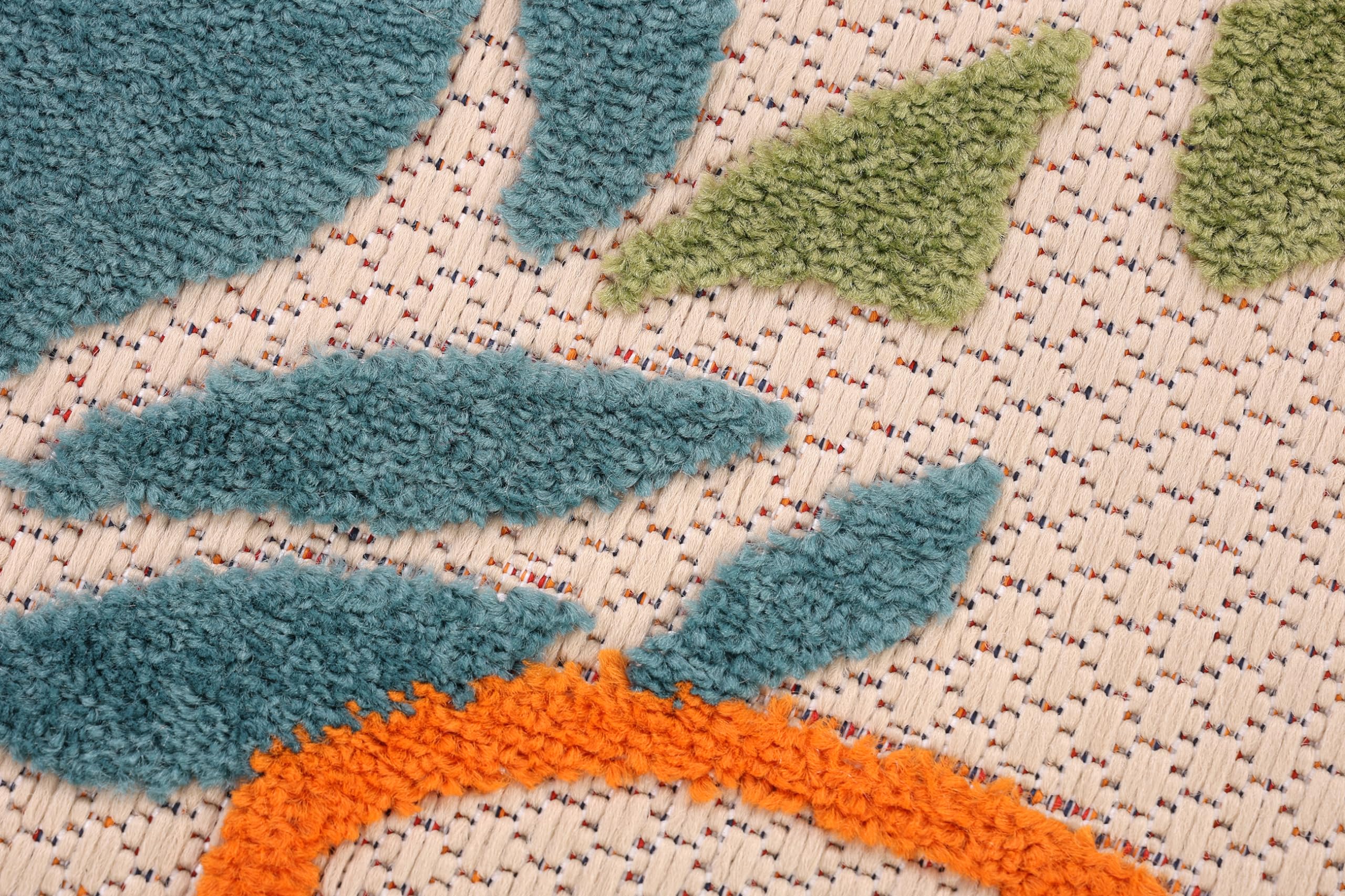 TAPISO Patio Tapis d'Extérieur Beige Multicolore Coloré Fleurs, Résistant aux Intempéries et Facile d'entretien, Anti-UV – Idéal pour Terrasse, Balcon et Jardin 90 x 150 cm