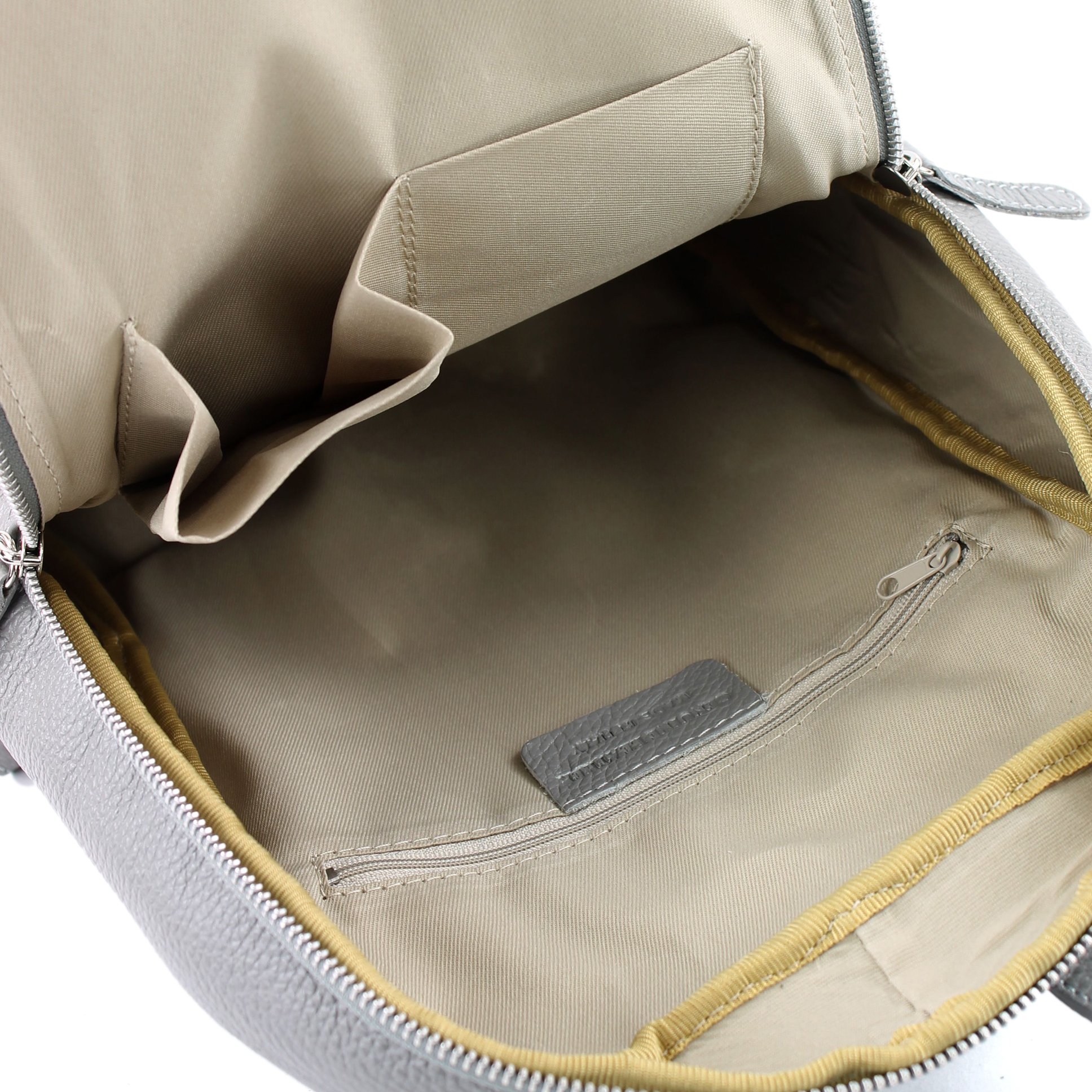 modamoda de T138 Damen Leder Rucksack Handtasche handmade in Italy, Farbe:Lightgold Metallic