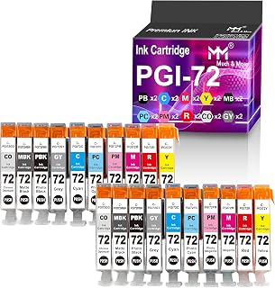 MM MUCH & MORE Compatible Ink Cartridge Replacement for Canon PGI-72 PGI72 to Used for Pixma Pro-10s Pixma Pro-10 Series Printers (20-Pack, 2-Set, 2 x Each PBK, MBK, C, M, Y, PC, PM, R, GY, CO)