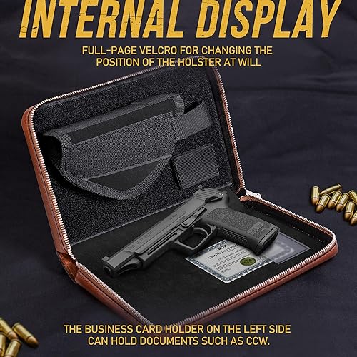 Miniatura 4 de Bolsa de transporte oculta para pistola, funda de cuero suave para pistola de la Biblia Santa, cremallera con cerradura, funda para pistola de 0.354