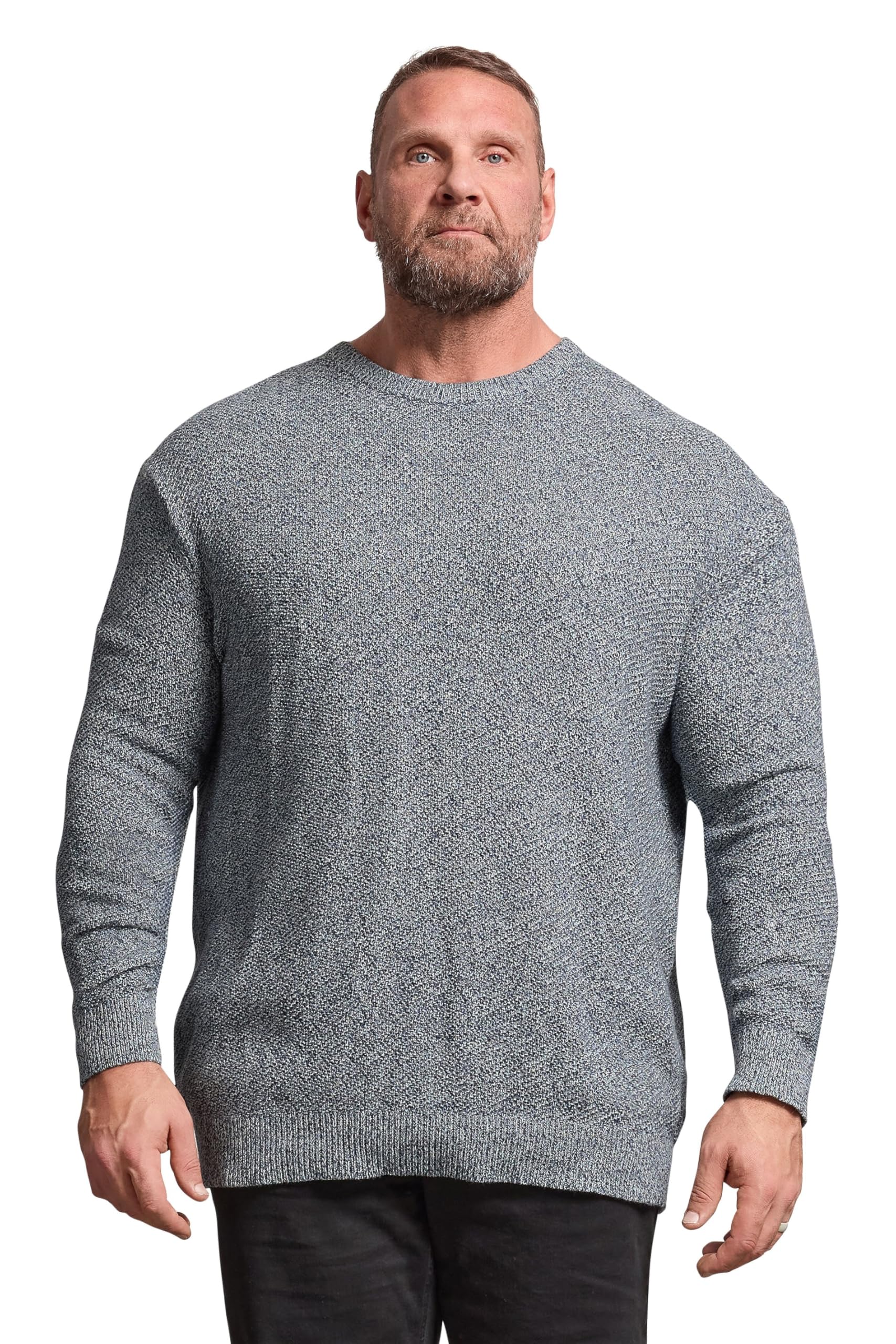 BadRhino Twist Crew Neck Knitted Jumper, Blue, Size 5-6Xl, Men