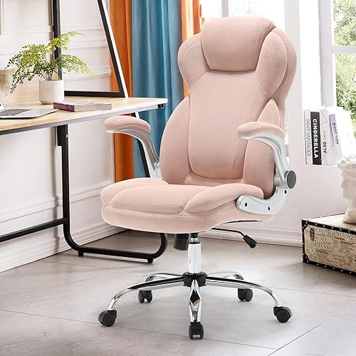 Miniatura 11 de Silla de oficina grande y alta de tela, 400 libras, silla de escritorio ejecutiva resistente con asiento extra ancho, silla ergonómica de cuero con