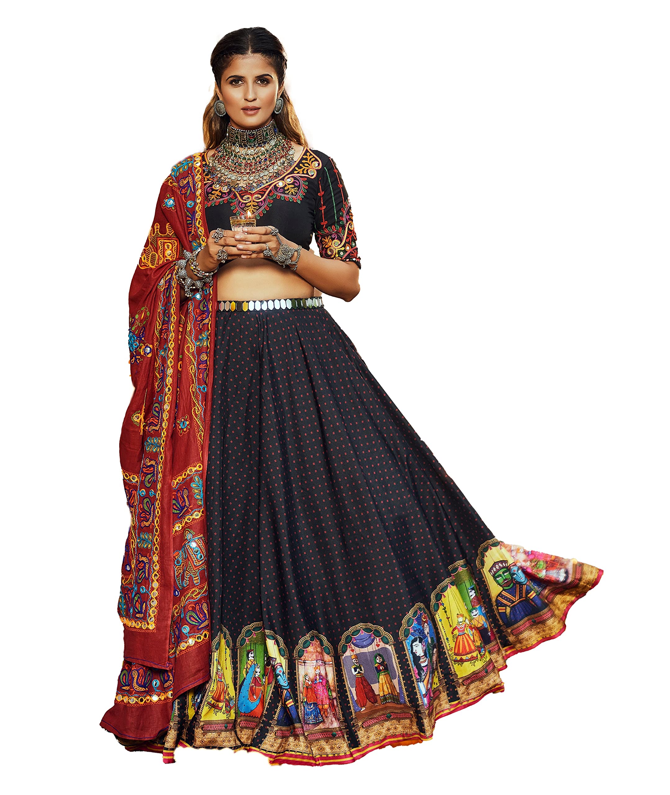 Divine International Trading CoWomen's Maslin Cotton Diwali Wedding Festival Function Lehenga Choli With Dupatta