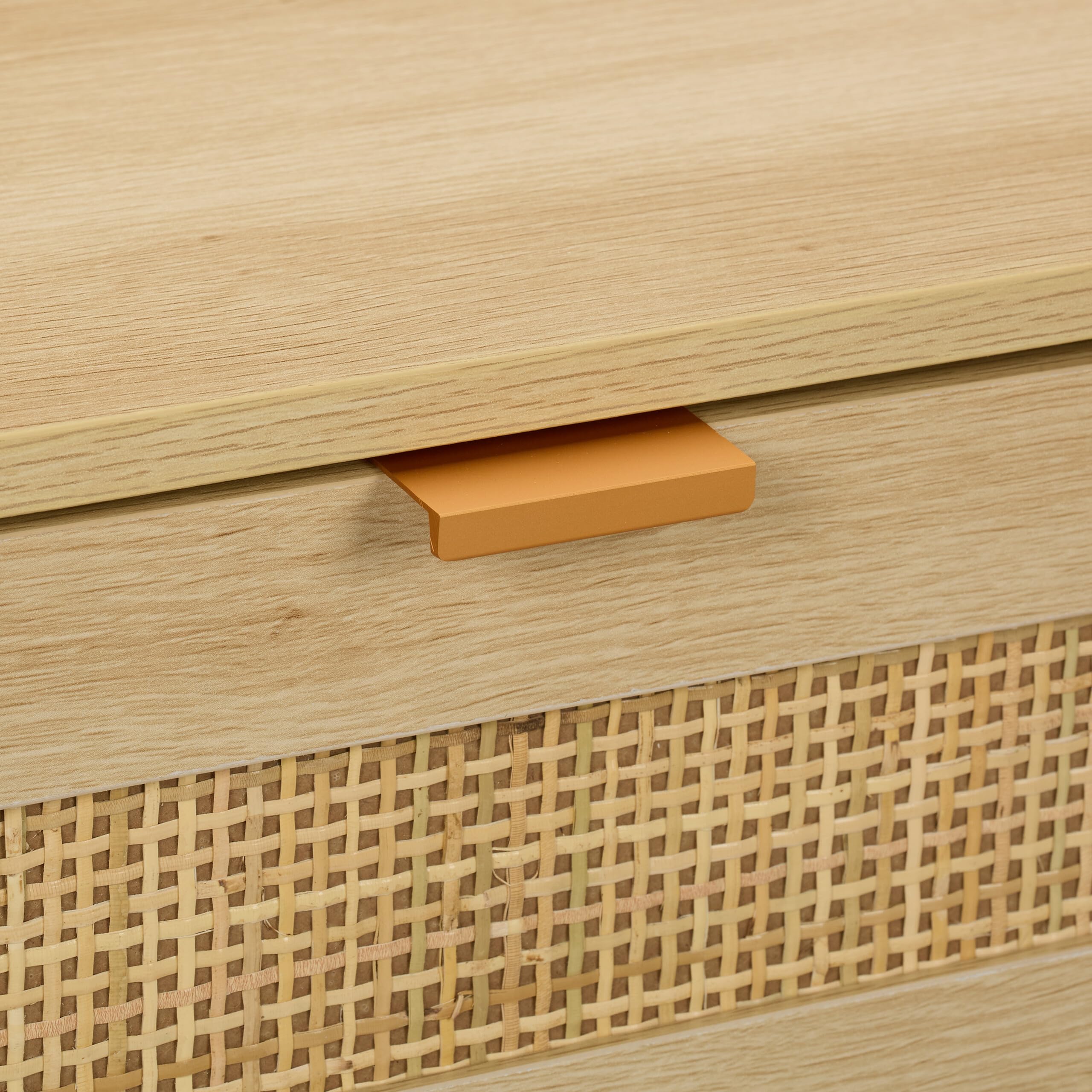 Relaxdays Mesita de Noche, Cajones, Set de 2, Estilo Ratán, Mesilla Dormitorio Efecto Madera, 55 x 40 x 41,5 cm, Natural | Mesita de noche, 2 cajones, 55 x 40 x 41,5 cm, dormitorio