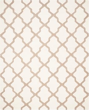 SAFAVIEH Cambridge Collection Area Rug - 9' x 12', Ivory & Beige, Handmade Trellis Wool, Ideal for High Traffic Areas in Living Room, Bedroom (CAM121P)