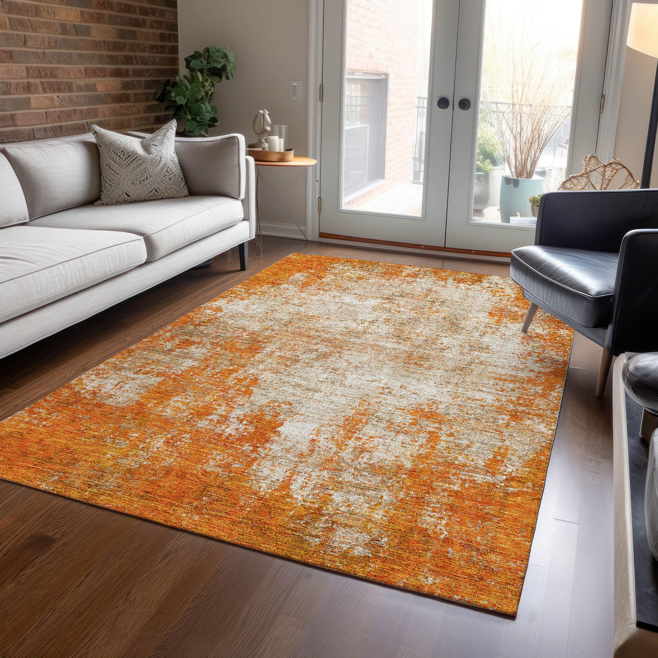 Addison Rugs Chantille ACN940 Orange 9' x 12' Indoor Outdoor Area Rug, Easy Clean, Machine Washable, Non Shedding, Bedroom, Entry, Living Room, Dining