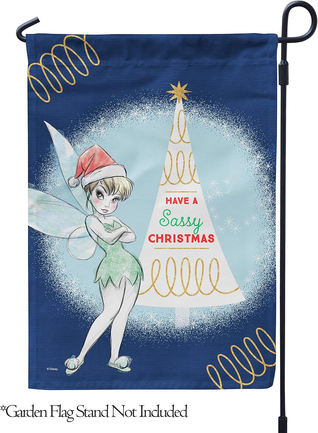Flagology, Disney, Tinker Bell, Have a Sassy Christmas Tinker Bell – Garden Flag 12" x 18", Christmas, Outdoor/Indoor, Winter, Officially Licensed Disney