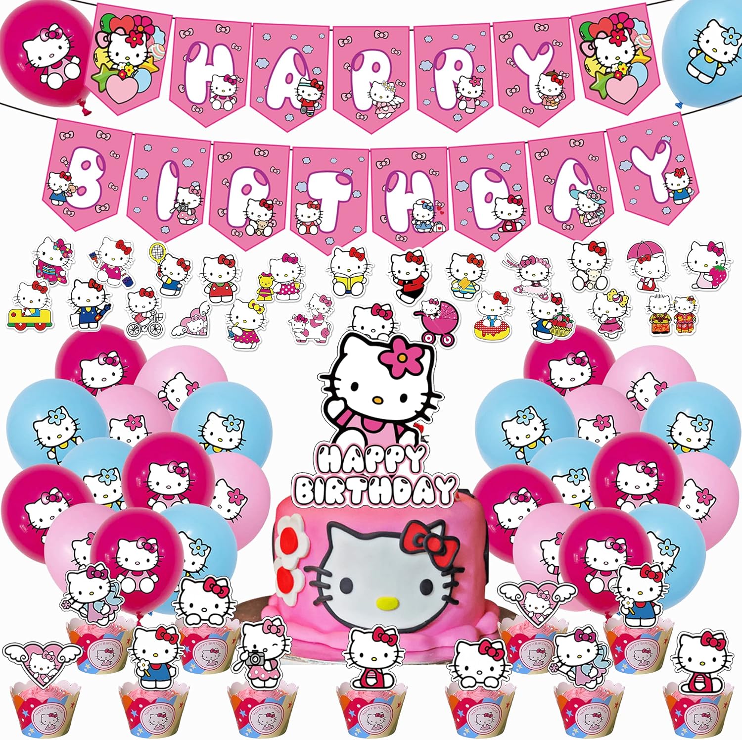 100 Pcs Kitty Birthday Party Gir Supplies For Decorations Official Shop