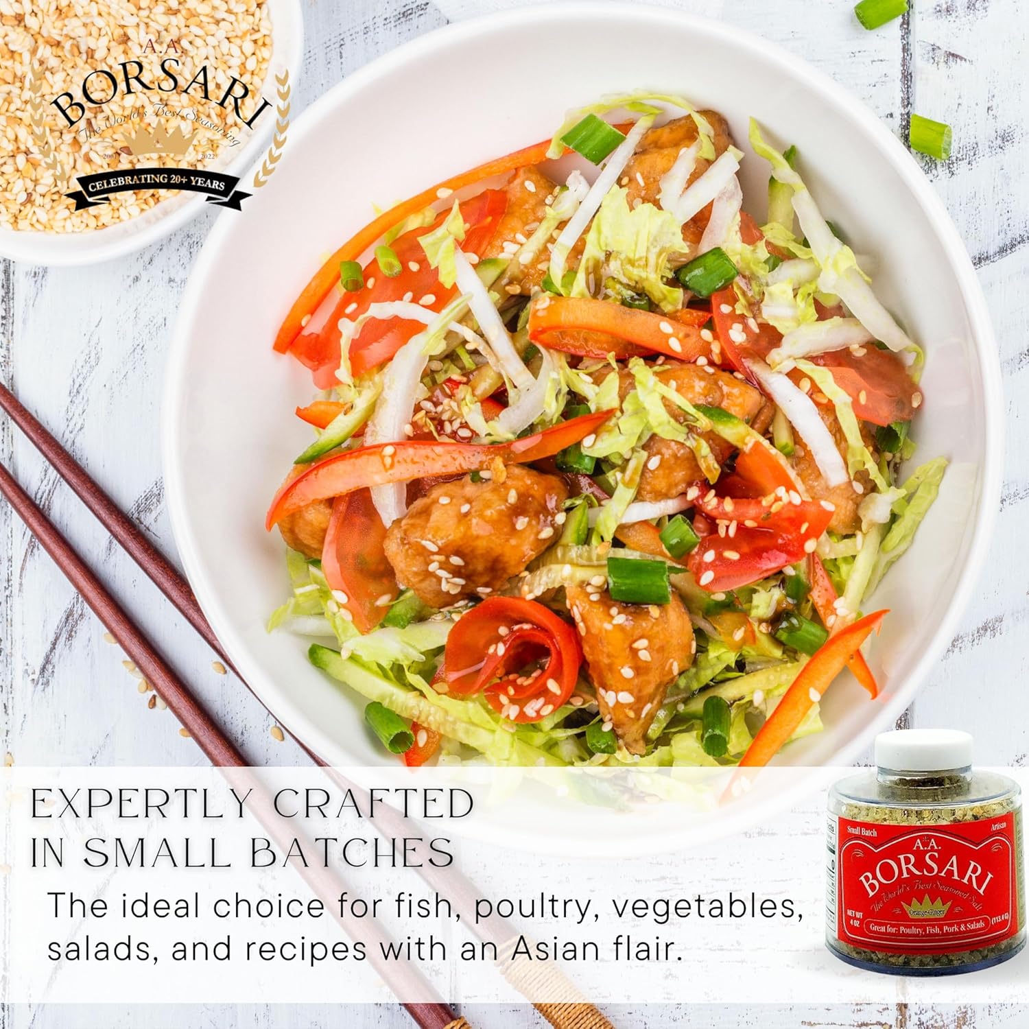Borsari Orange Ginger Seasoned Salt - Gourmet Salt For Cooking With Orange Ginger and Herbs - All Natural Multi-Purpose Seasoning - 21oz