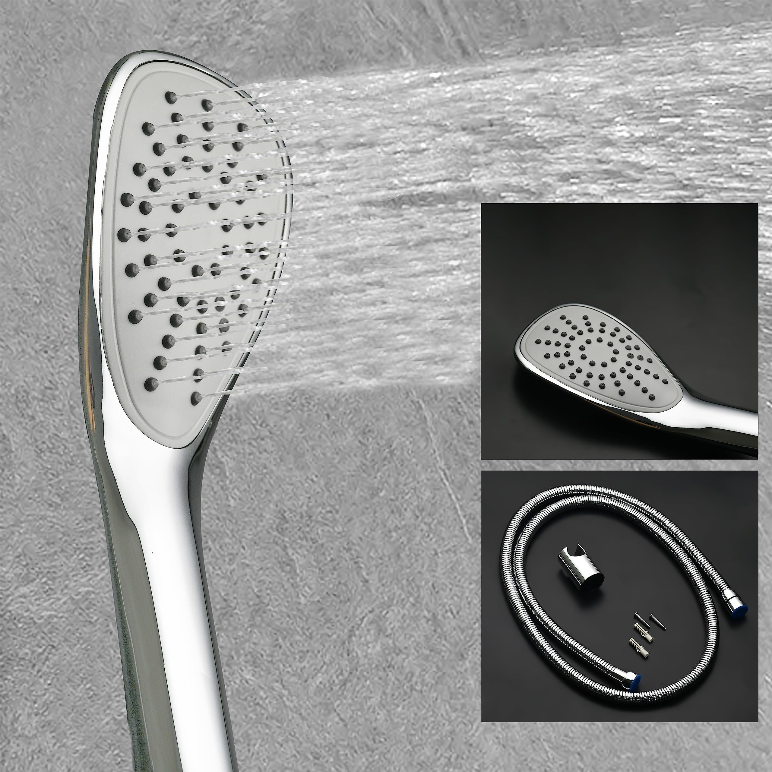 RESPITE Telephonic Shower | Rain Hand Shower | Handheld Showers with 1.5 Meter Flexible Tube and Wall Hook, ABS Chrome Finish NEXA