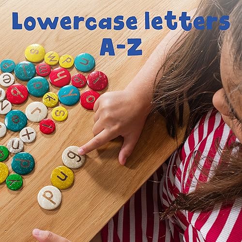 Miniatura 3 de READY 2 LEARN Letras de coco, minúsculas, juego de 52, contadores naturales, hechos a mano para niños, uso para manualidades y actividades de