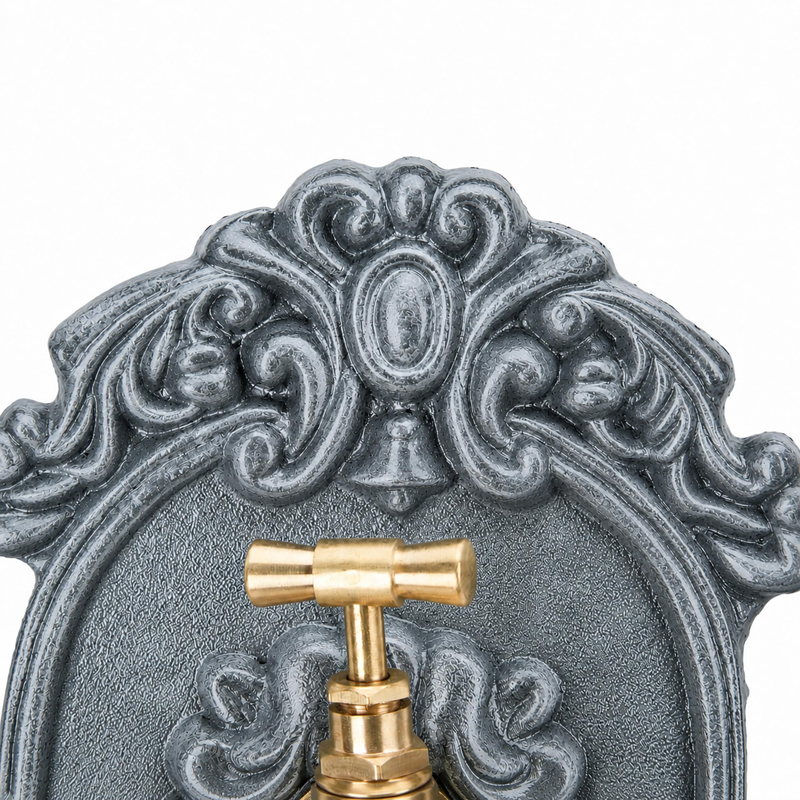 Relaxdays Fontaine Murale Antique avec Robinet, lavabo de Jardin en Fonte d'aluminium, Gris, H x L x P 40 x 24,5 x 13 cm