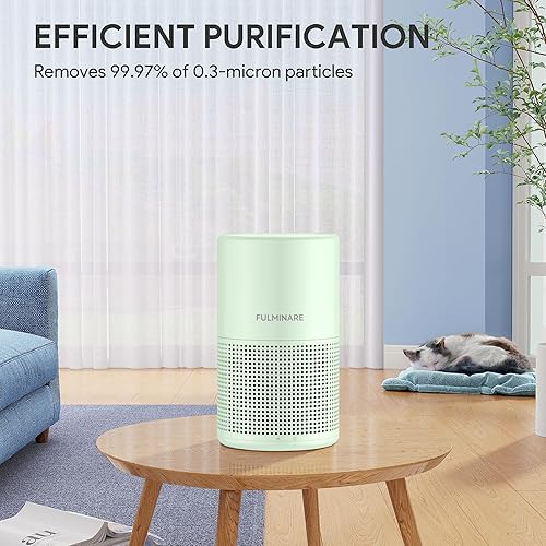 Miniatura 6 de FULMINARE Purificadores de aire para dormitorio, filtro de aire HEPA verdadero H13, limpiador de aire silencioso con luz nocturna, purificador de