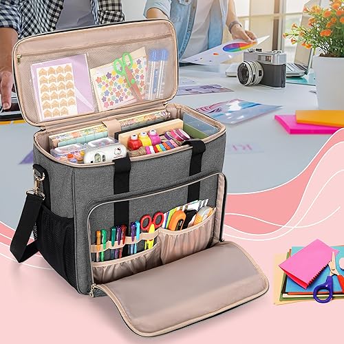 Miniatura 6 de Luxja Bolsa de manualidades para suministros de álbumes de recortes (se adapta a álbumes de recortes de 12 x 12 pulgadas y portátil de 15.6