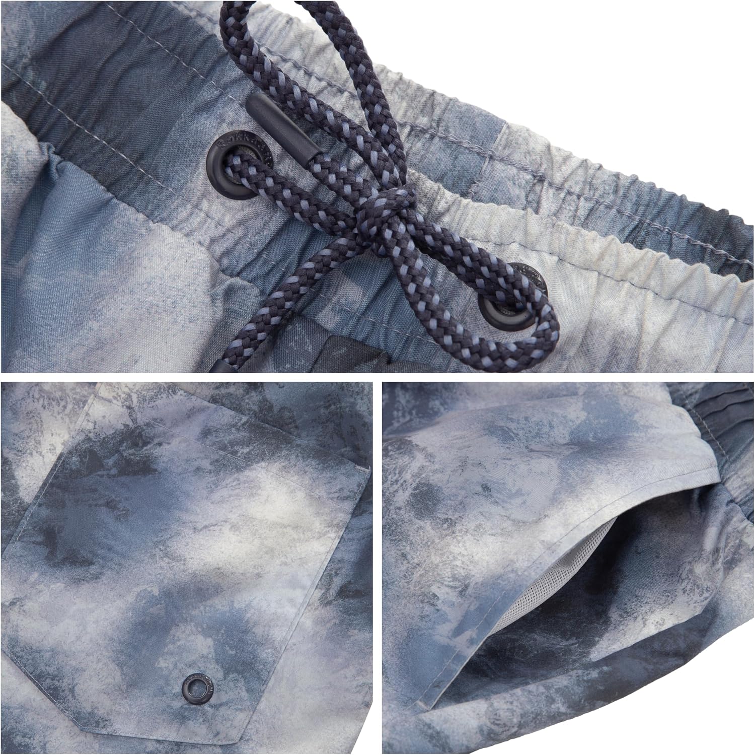 Rokka&Rolla Men's Quick Dry Swim Trunks with Compression Liner 7" Bathing Suit Tie-Dye Board Shorts