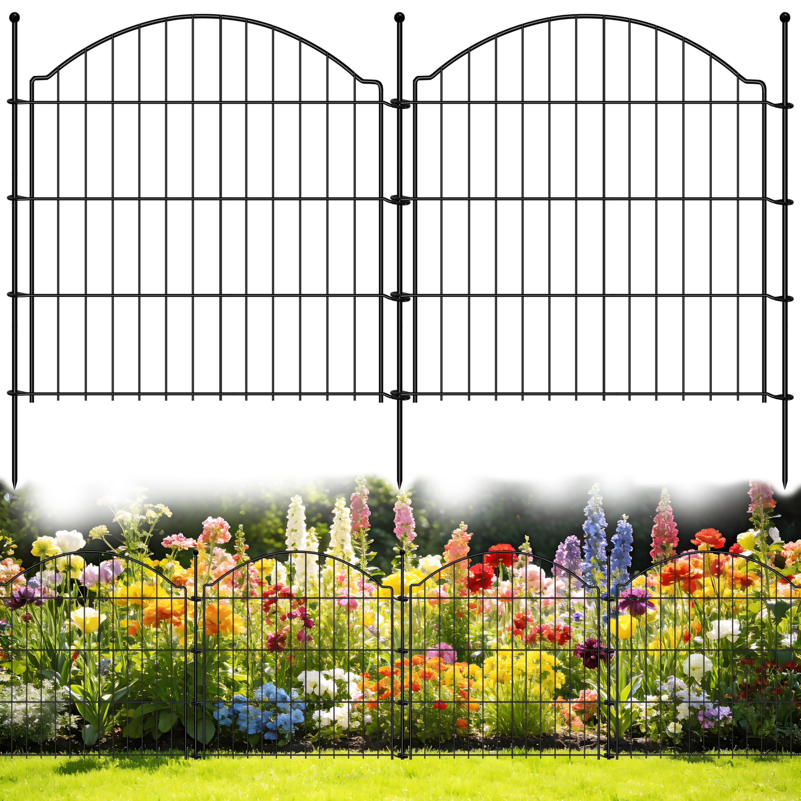 Dekorative Gartenzäune, 61 cm x 9 m, 15 Stück, für den Außenbereich, Tierbarriere, Hunde-Bordüre, Metalldrahtzaunpaneele für Gartendekoration, Blumenbeeteinfassungen, für keine Grabung, Terrasse, Hof
