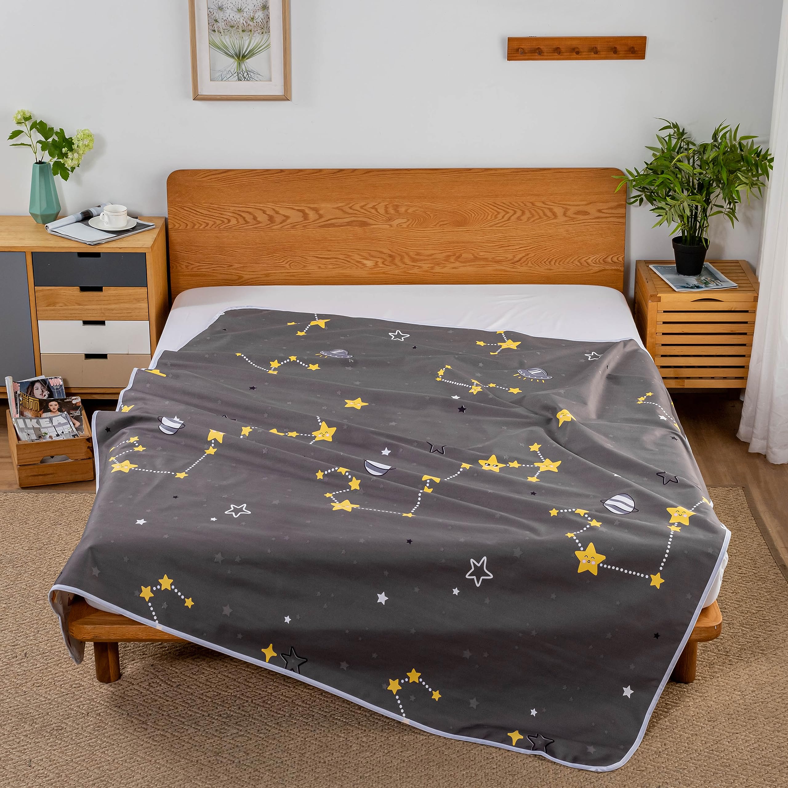 WenBags Almohadilla de cama reutilizable para incontinencia, 70 x 78 pulgadas, protector de colchón impermeable grande para niños, adultos, personas mayores y mascotas (mezcla de poliéster y