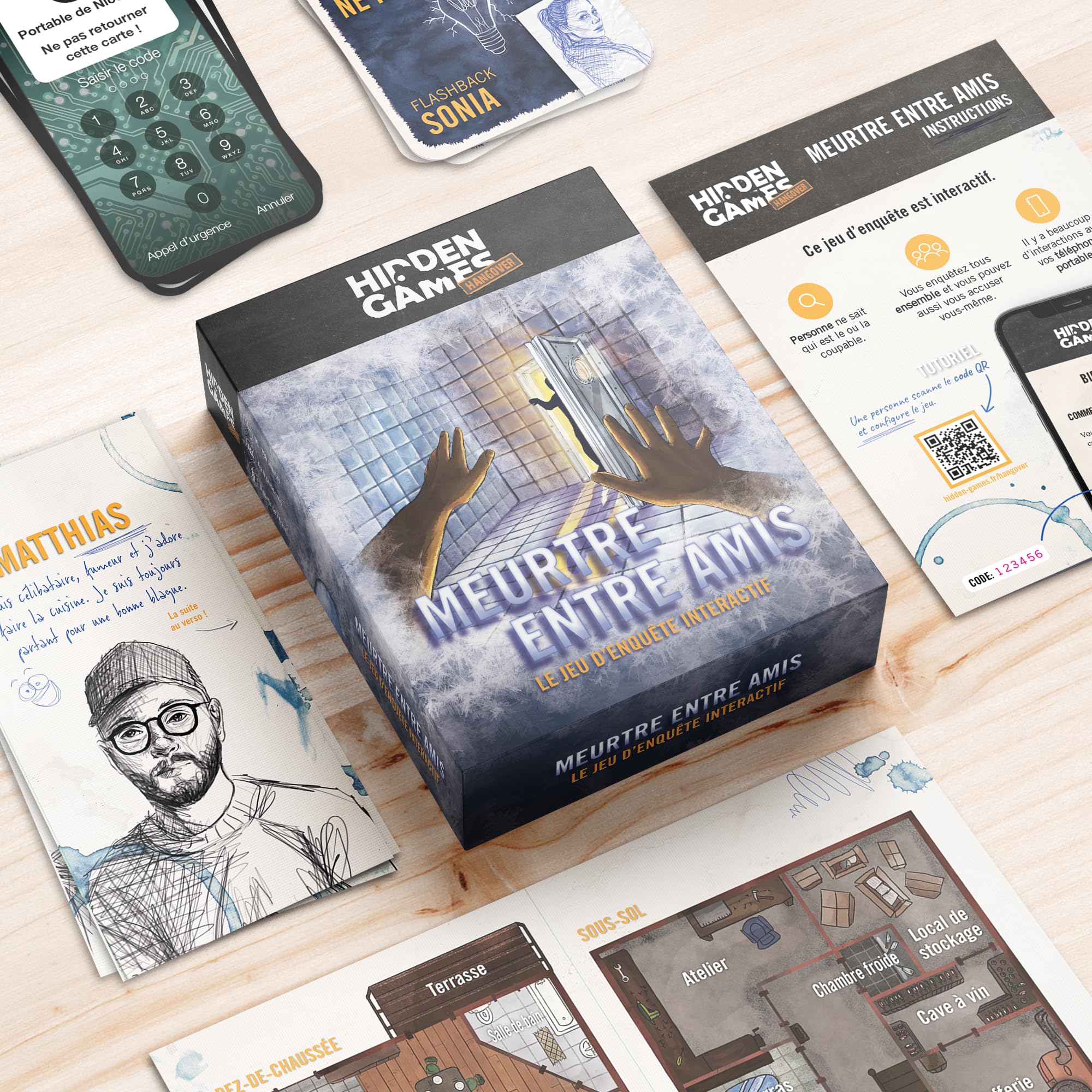 Hidden Games Hangover - Meurtre entre amis - Le jeu d'enquête interactif - Française - Jeu réaliste et interactif d'enquête criminelle, jeu de détective passionnant, jeu d'escape room