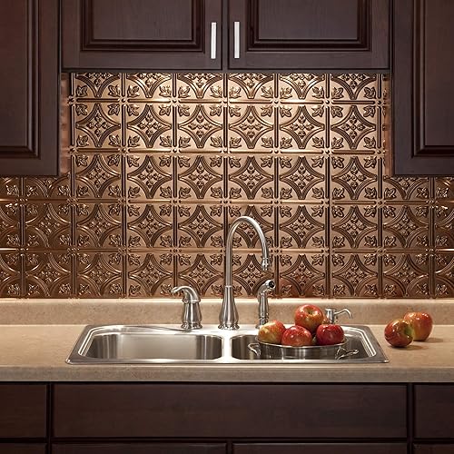 Miniatura 32 de FASÄDE Kit decorativo para salpicaduras de vinilo de estilo tradicional y patrón 1 de 15 pies cuadrados en peltre ahumado Smoked Pewter,Bronce