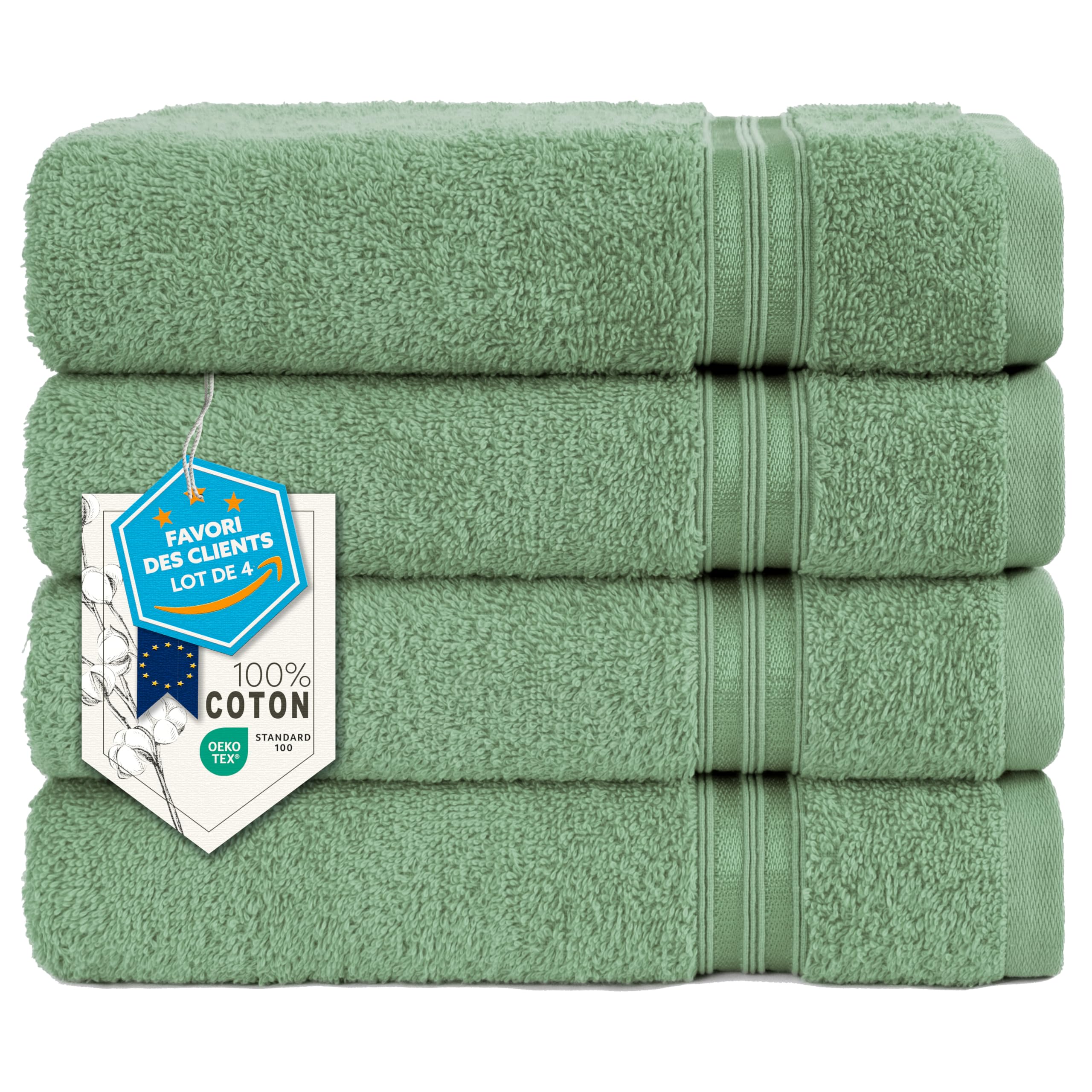 Serviettes de bain vert sauge pour créer une ambiance spa dans votre douche