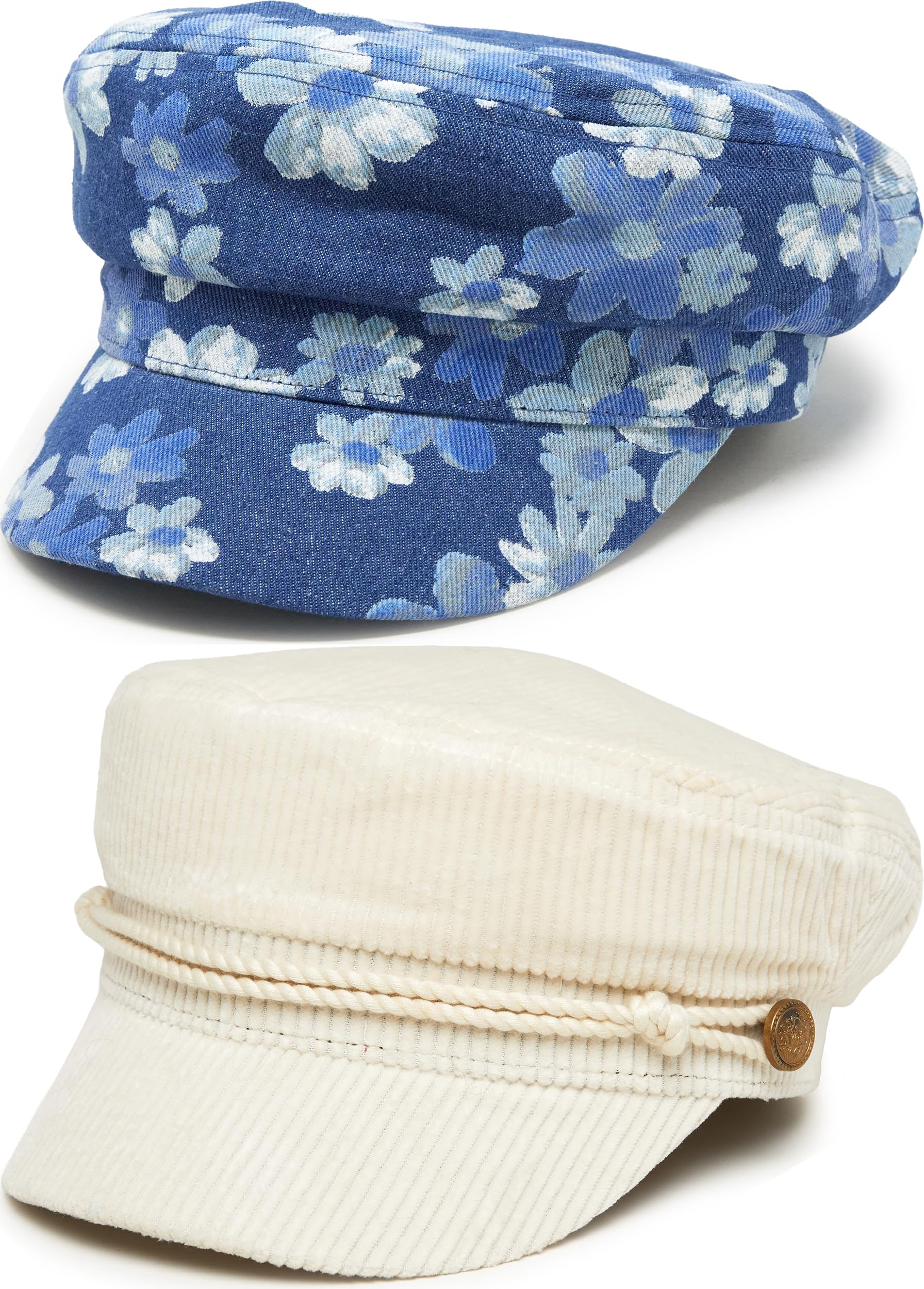 Funky Junque Greek Fisherman Newsboy Cap, Cotton Captains Bakerboy Hat