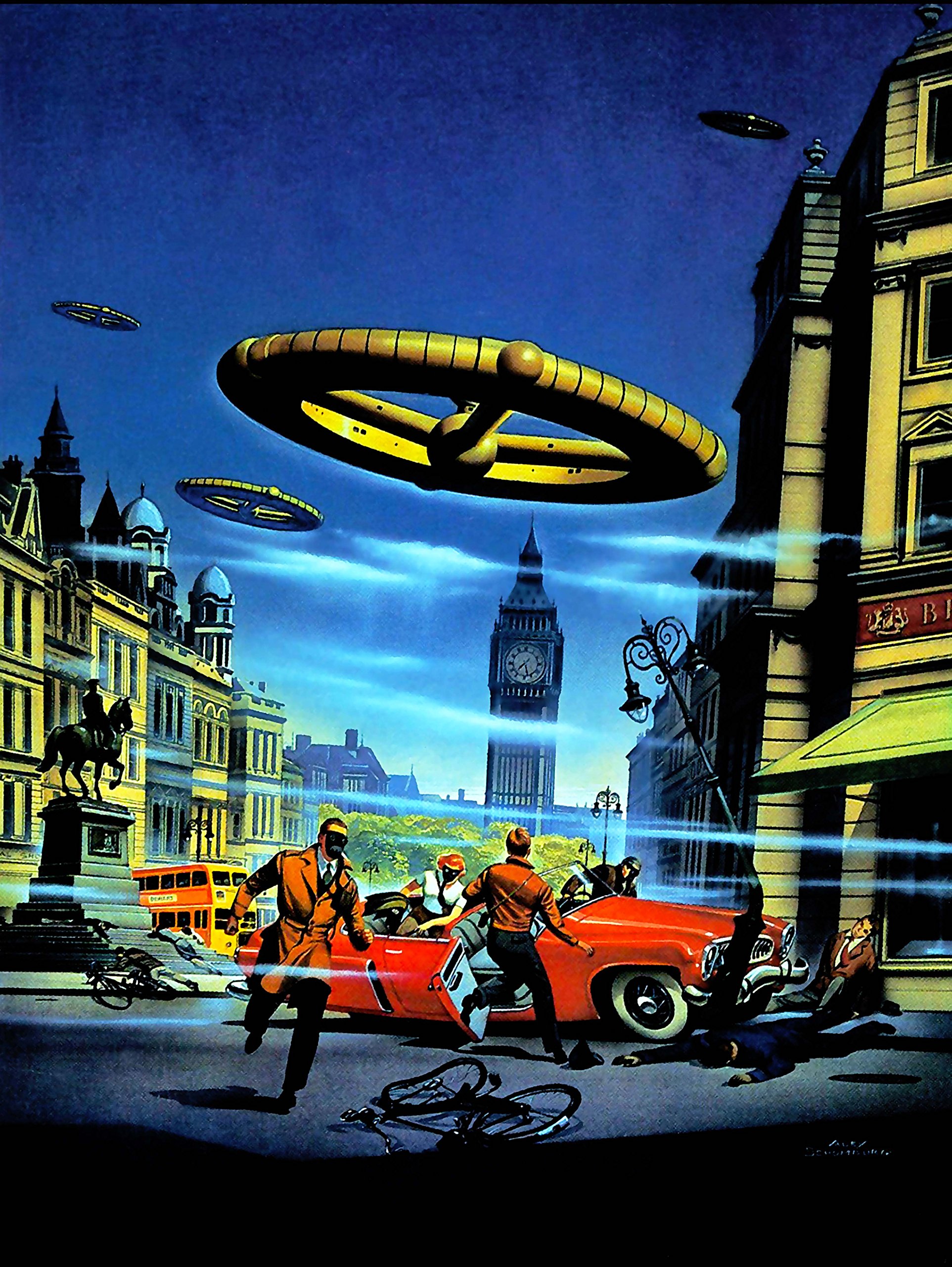 Wee Blue Coo Paintings Surreal Fantasy Alien Invasion London England Uk Big Ben 30X40 Cms Fine Art Print Art Poster Bb8882