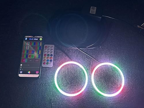 Miniatura 3 de Sando Tech 2 anillos de halo de ojos de ángel de 3.937in para coche, teléfono inteligente iOS Android App Bluetooth Control de varios colores