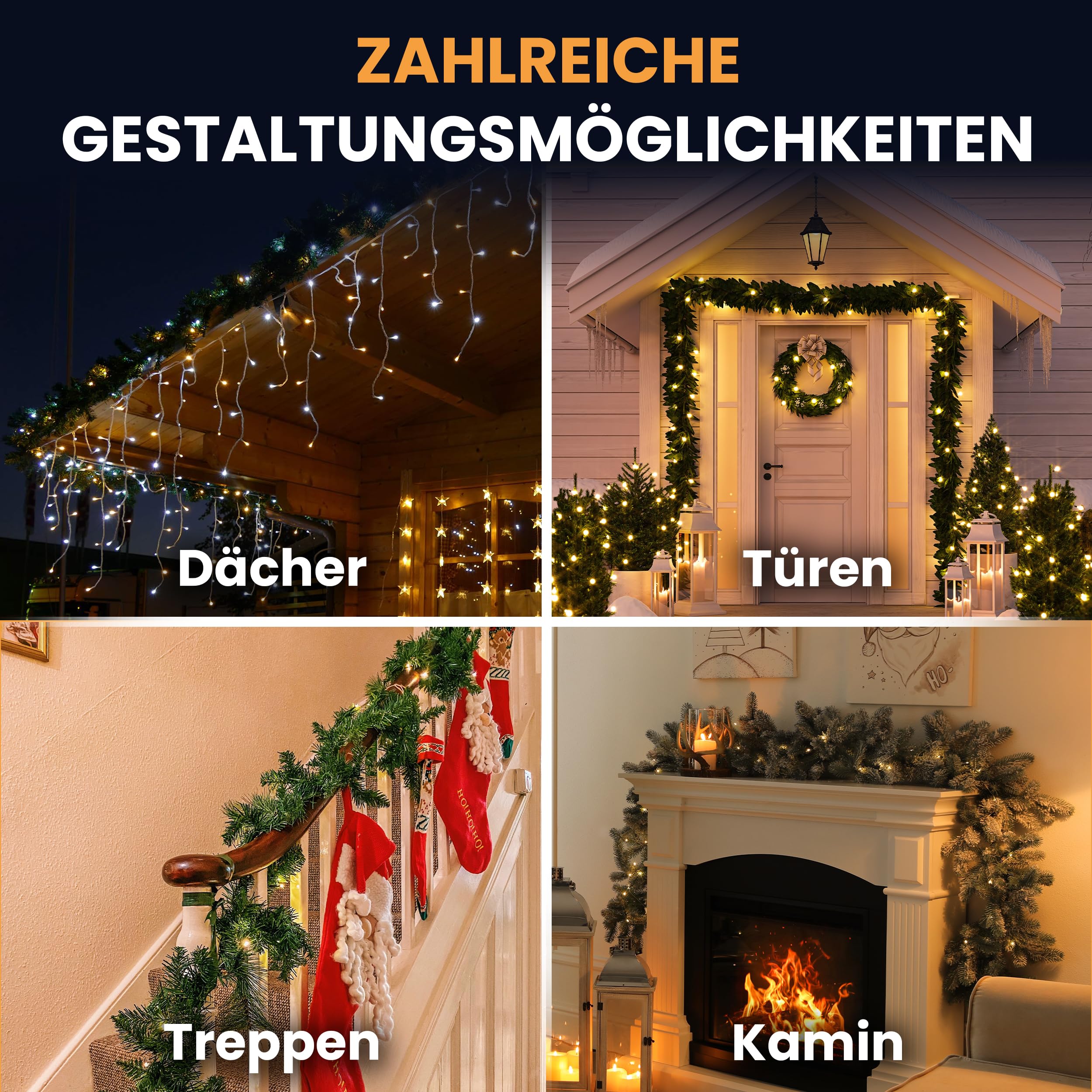 Gartenpirat Künstliche Tannengirlande Türgirlande beleuchtet 8,1 m 120 LED warmweiß Timer-Funktion Weihnachtsdeko