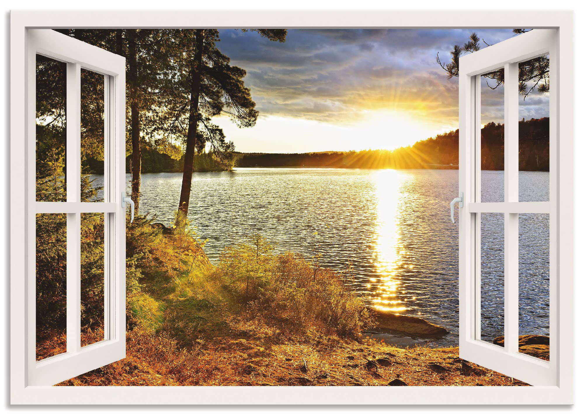 ARTland Wanddeko Wandbild Alu Verbundplatte für Innen & Outdoor Bild Landschaften Fensterblick K2RH