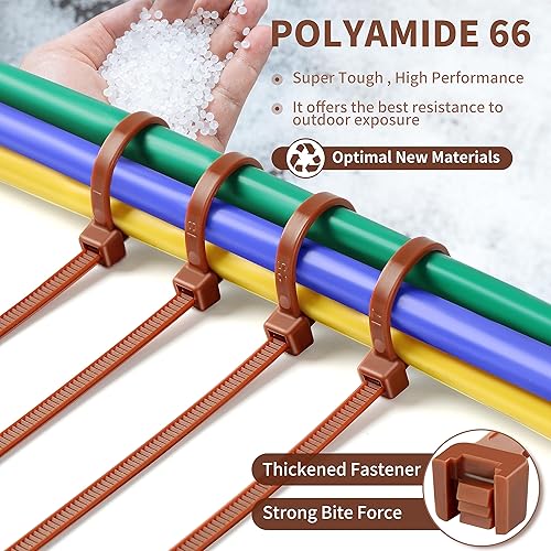 Miniatura 2 de PA66 - Bridas para cerca, 200 bridas de 12+10+8+4 pulgadas resistentes con resistencia de 22-55 libras, bridas de alambre de nailon autobloqueantes