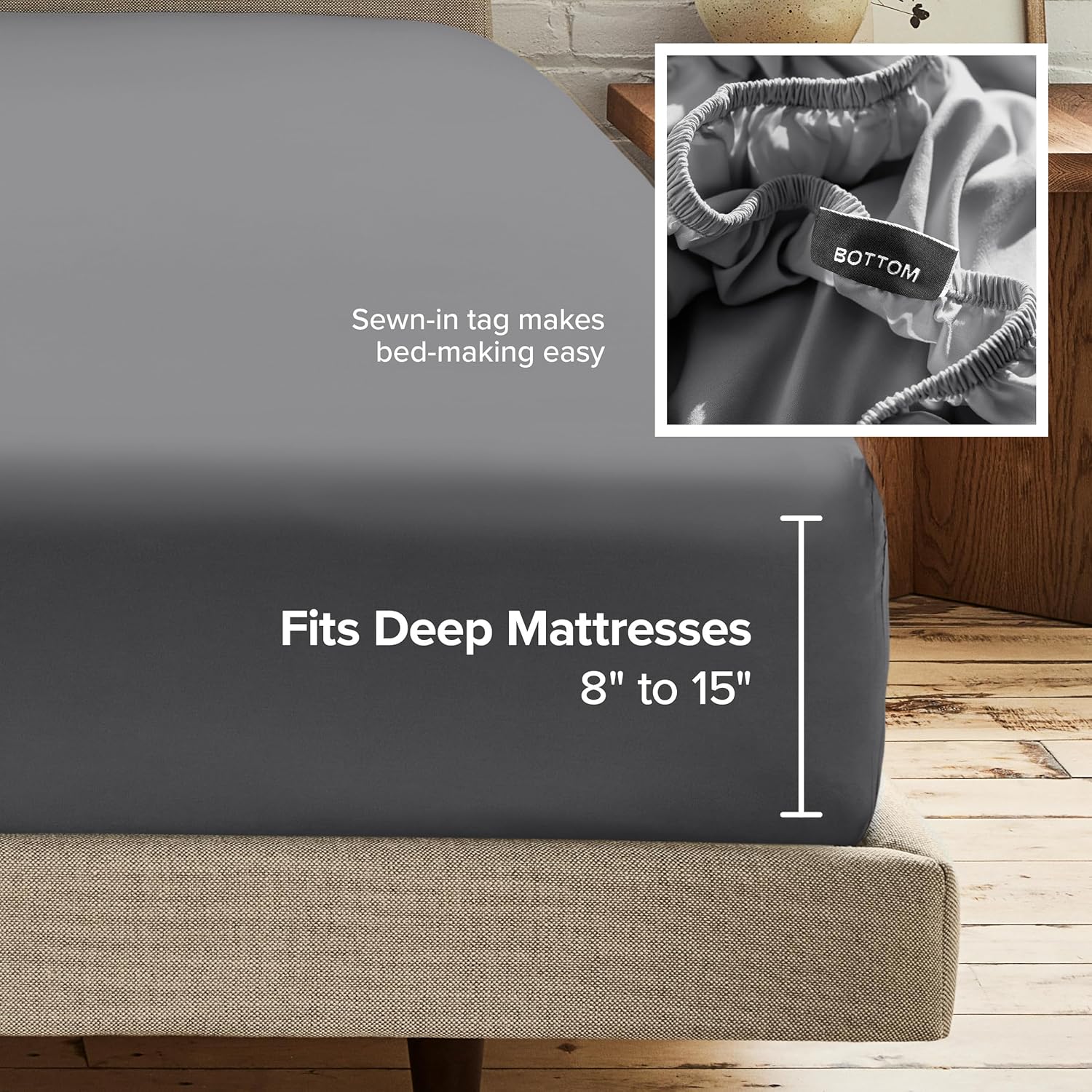Bare Home 2-Pack Fitted Bottom Sheets Twin XL - Premium 1800 Ultra-Soft Wrinkle Resistant Microfiber - Deep Pocket (Twin XL, Grey)