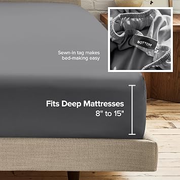Bare Home 2-Pack Fitted Bottom Sheets Full - Premium 1800 Ultra-Soft Wrinkle Resistant Microfiber - Deep Pocket (Full, Grey)