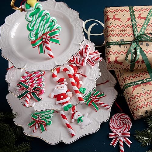 Miniatura 6 de 9 adornos de piruleta de Navidad, adorno de bastón de caramelo de árbol de Navidad, adornos decorativos de arcilla polimérica para decoración de