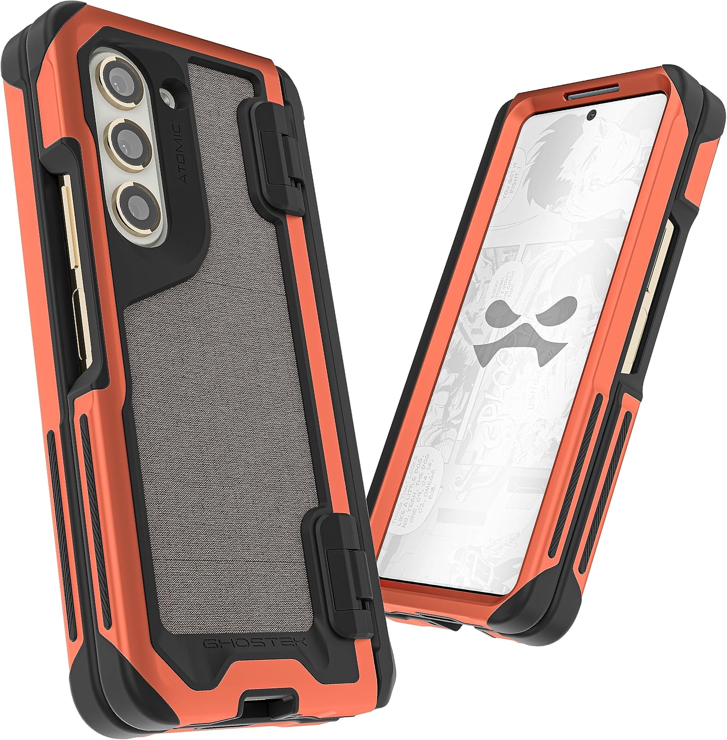 Ghostek ATOMIC slim Z Fold 5 Case Crystal Clear Back with Aluminum Metal Bumper
