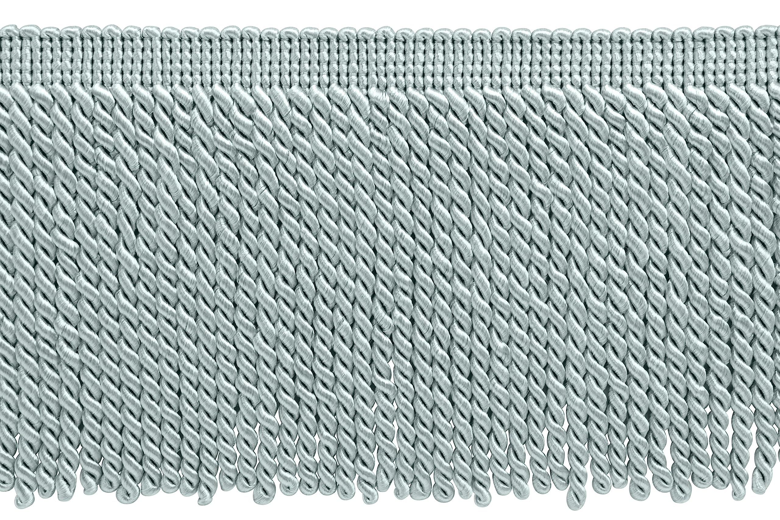 DÉCOPRO 15cm (6") Decorative Bullion Fringe Trim, Basic Collection, Traditional Satiny Finish BFS6, Cool Grey # 79 (Light Grey) 25m (27 yards/82 ft)