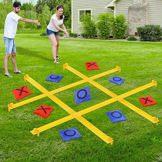 GoBene Giant Tic Tac Toe Outdoor Bean Bag Toss Game - 4ft Portable Lawn Set for Kids Adults Family Backyard Fun