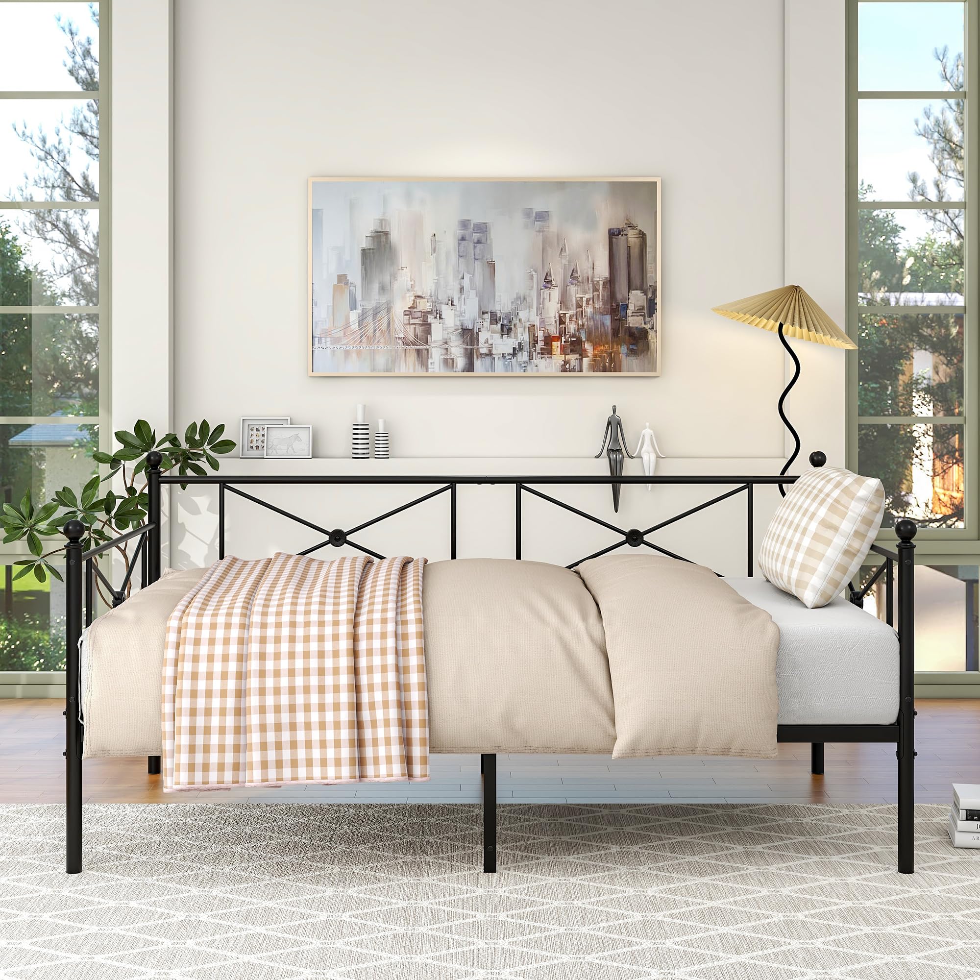 Amazon｜FOUBAM 金属鉄のベッドフレームのリビングルームのソファ