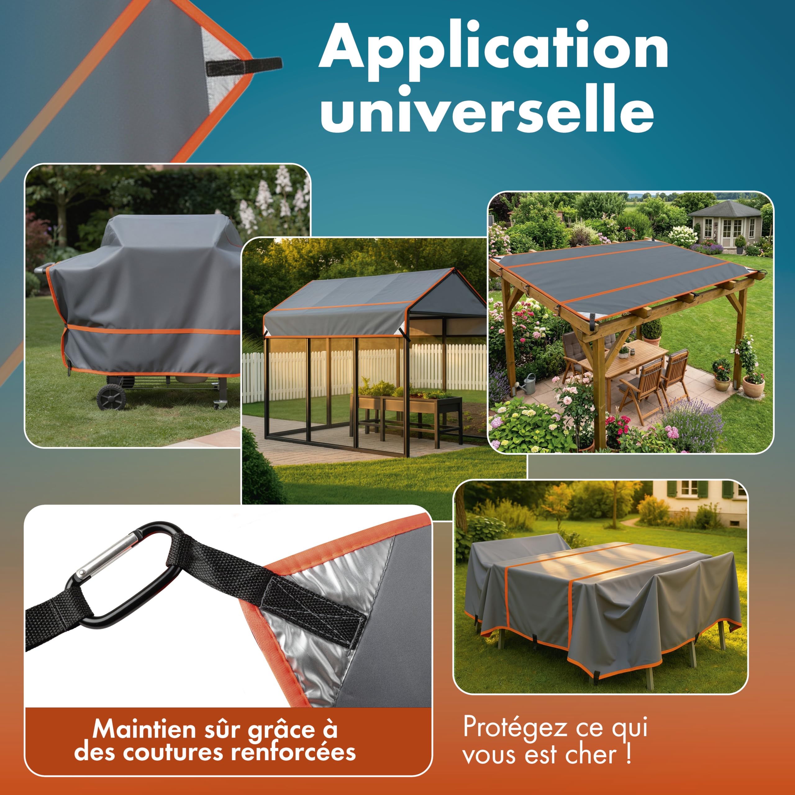 WALSER Protection grele Camping-Car/Caravane Perma Protect, Garage Anti-grele Taille Universelle, Housse Protection vehicule Loisirs - Taille L (350 x 290 cm) Gris
